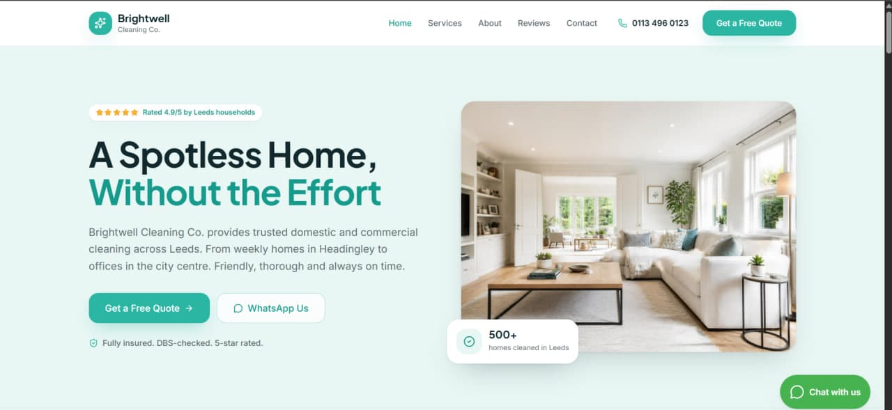 Brightwell Cleaning Co. — Local service business website