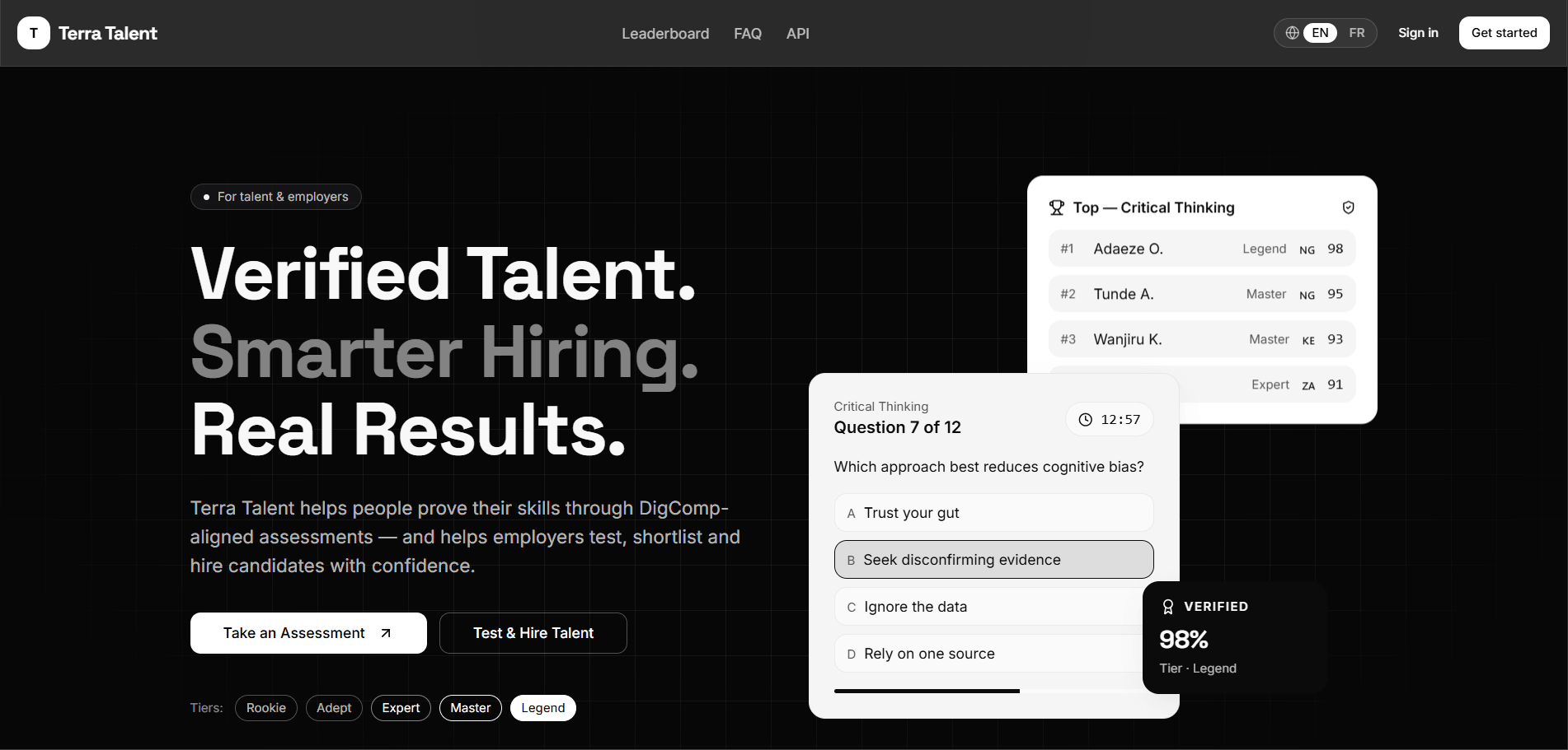 Terra Talent Hub — Skills verification platform